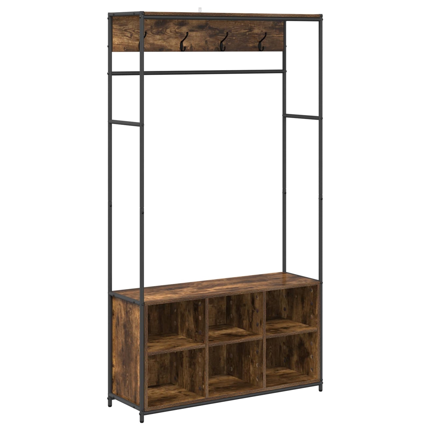 vidaXL Coat Stand with Shoes Bench Smoked Oak 100 x 32 x 180.5 cm
