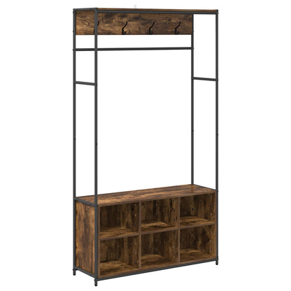 vidaXL Coat Stand with Shoes Bench Smoked Oak 100 x 32 x 180.5 cm