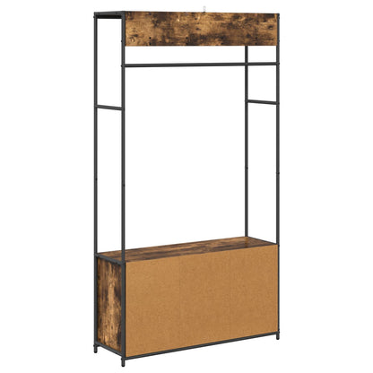 vidaXL Coat Stand with Shoes Bench Smoked Oak 100 x 32 x 180.5 cm