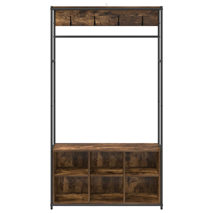 vidaXL Coat Stand with Shoes Bench Smoked Oak 100 x 32 x 180.5 cm