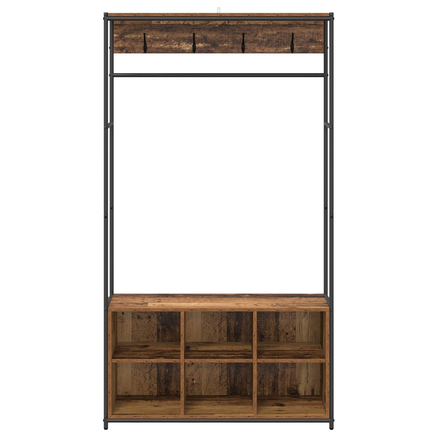 vidaXL Coat Stand with Shoes Bench Old Wood 100 x 32 x 180.5 cm