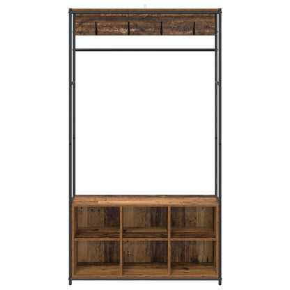 vidaXL Coat Stand with Shoes Bench Old Wood 100 x 32 x 180.5 cm
