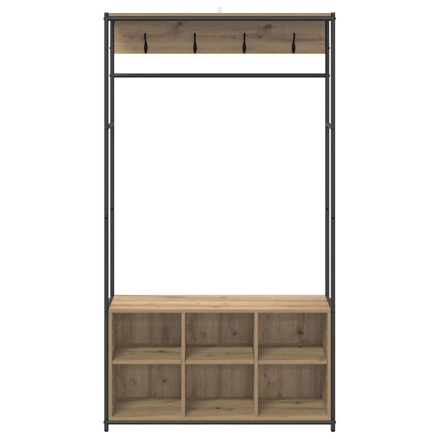 vidaXL Coat Stand with Shoes Bench Artisan Oak 100 x 32 x 180.5 cm