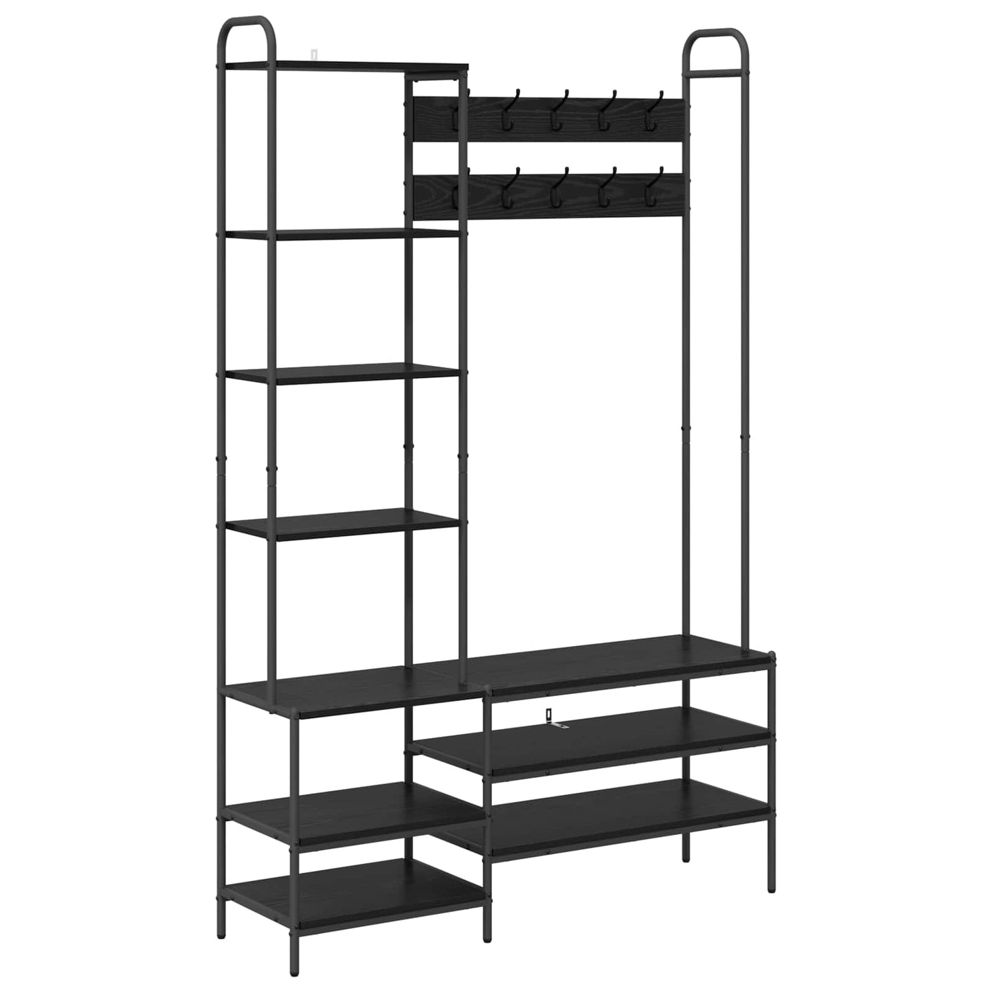 vidaXL Coat Stand with Shoes Bench Black Oak 120.5 x 34 x 190 cm