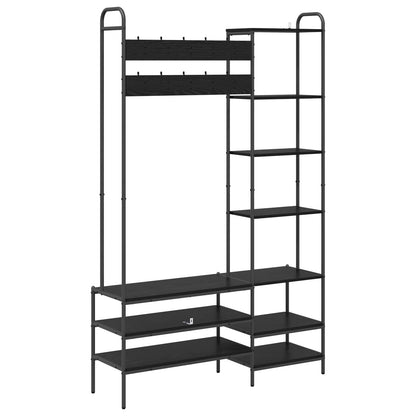 vidaXL Coat Stand with Shoes Bench Black Oak 120.5 x 34 x 190 cm