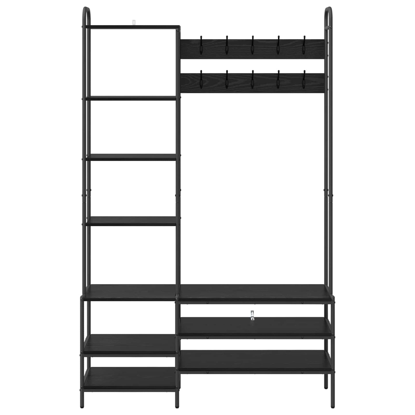 vidaXL Coat Stand with Shoes Bench Black Oak 120.5 x 34 x 190 cm