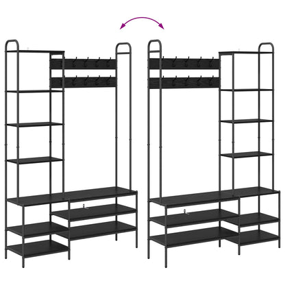 vidaXL Coat Stand with Shoes Bench Black Oak 120.5 x 34 x 190 cm