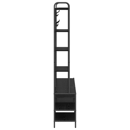 vidaXL Coat Stand with Shoes Bench Black Oak 120.5 x 34 x 190 cm
