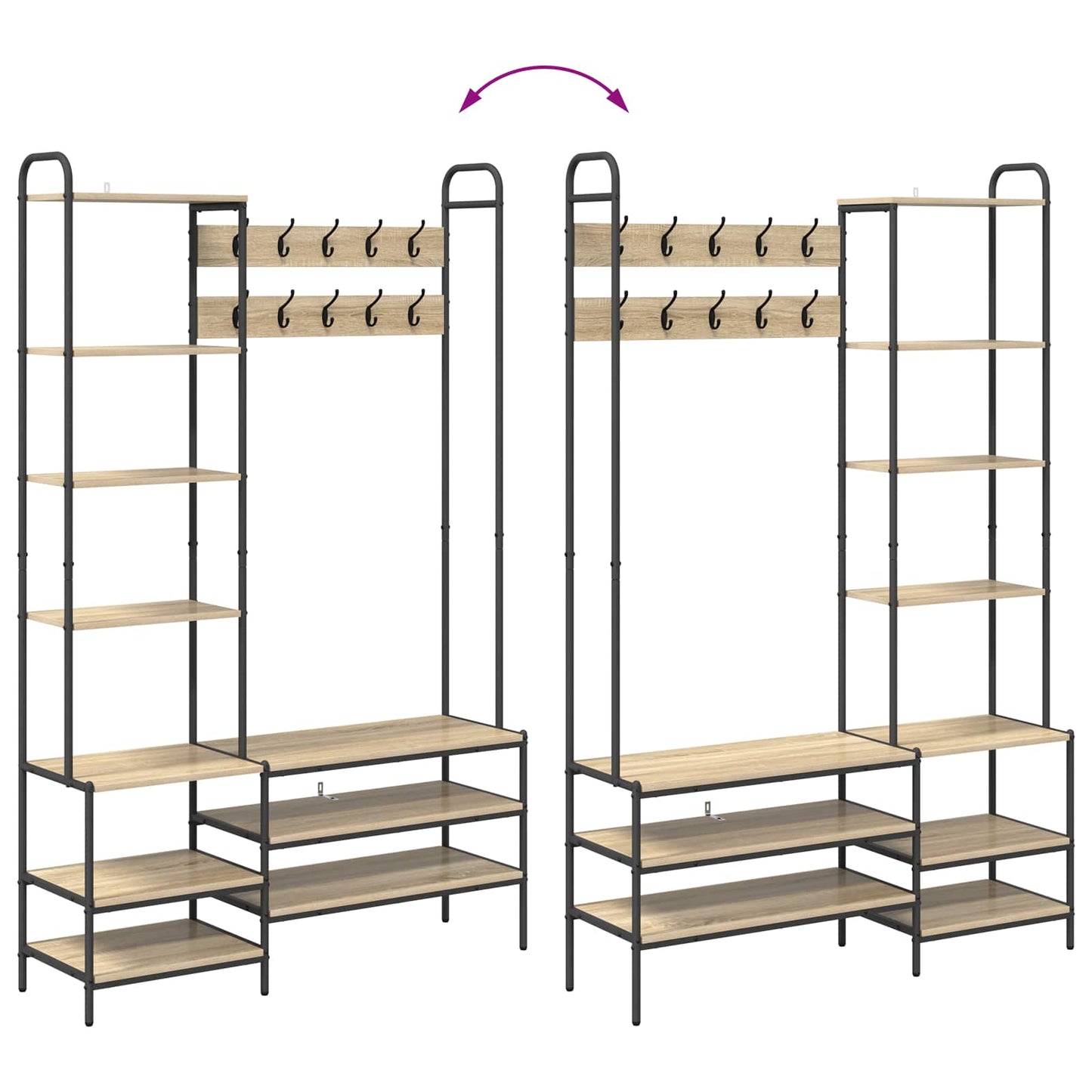 vidaXL Coat Stand with Shoes Bench Sonoma Oak 120.5 x 34 x 190 cm