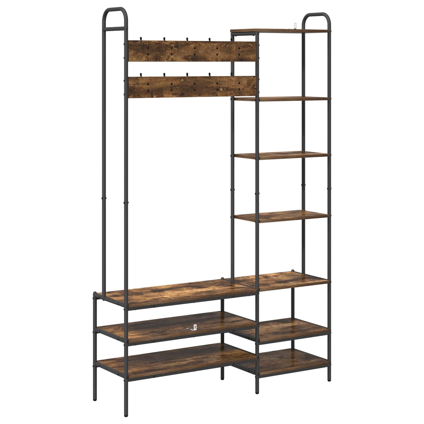 vidaXL Coat Stand with Shoes Bench Smoked Oak 120.5 x 34 x 190 cm