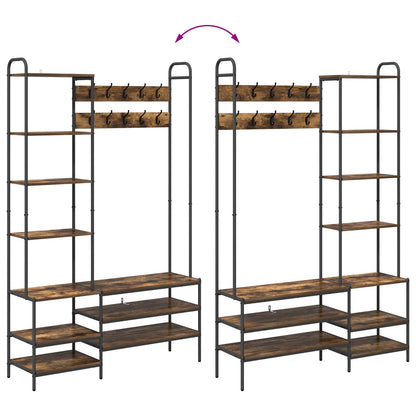 vidaXL Coat Stand with Shoes Bench Smoked Oak 120.5 x 34 x 190 cm