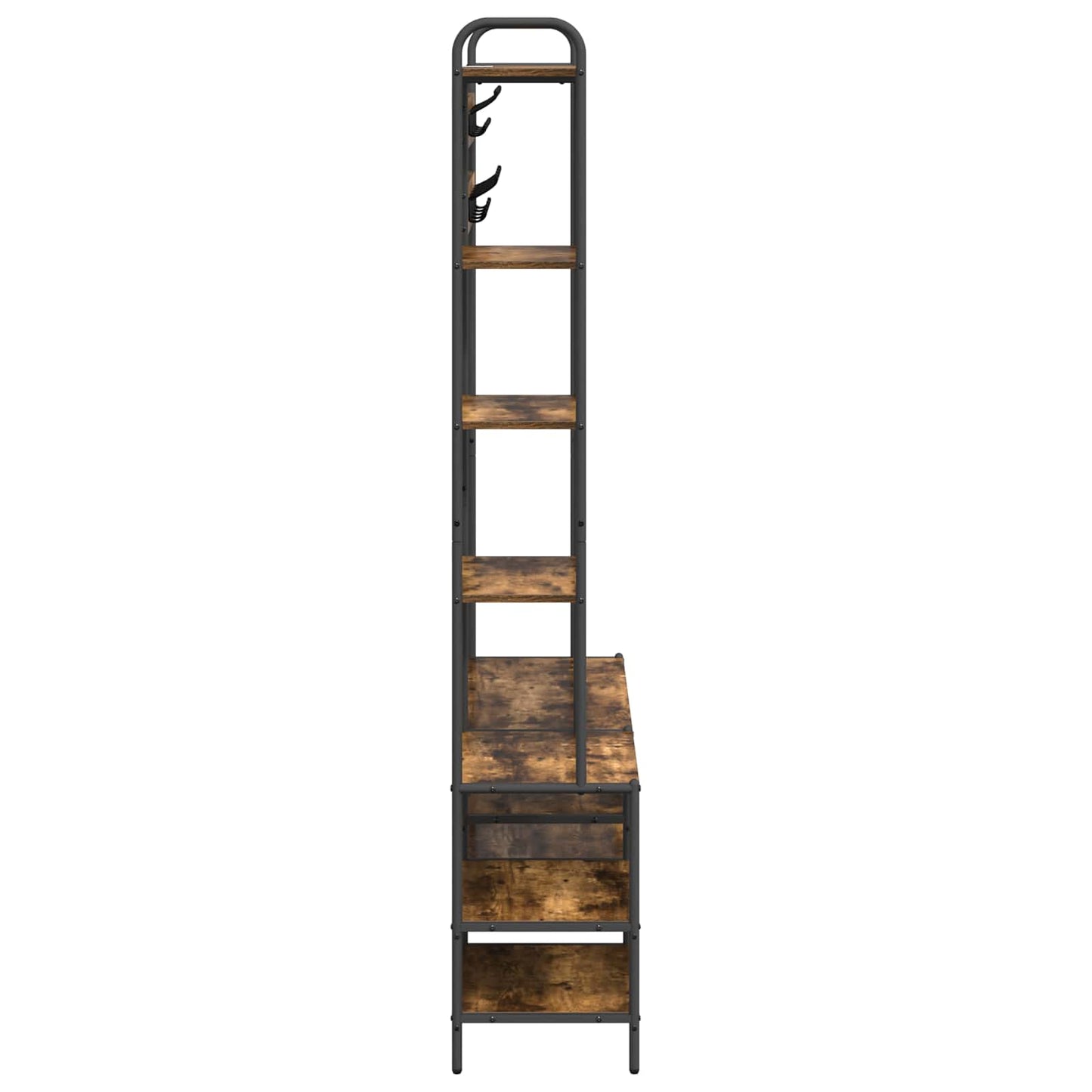 vidaXL Coat Stand with Shoes Bench Smoked Oak 120.5 x 34 x 190 cm