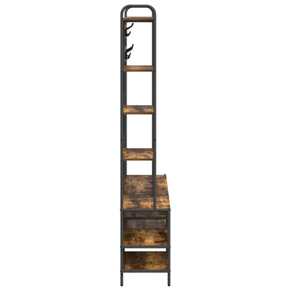 vidaXL Coat Stand with Shoes Bench Smoked Oak 120.5 x 34 x 190 cm