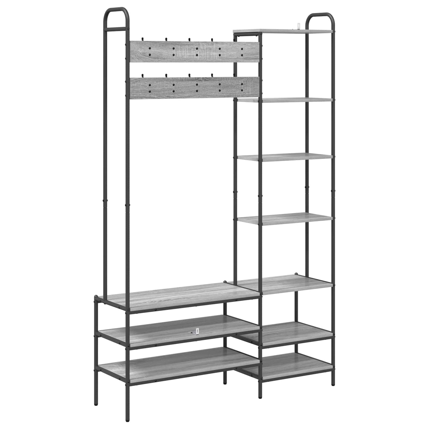 vidaXL Coat Stand with Shoes Bench Grey Sonoma 120.5 x 34 x 190 cm