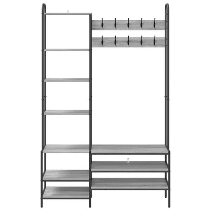 vidaXL Coat Stand with Shoes Bench Grey Sonoma 120.5 x 34 x 190 cm