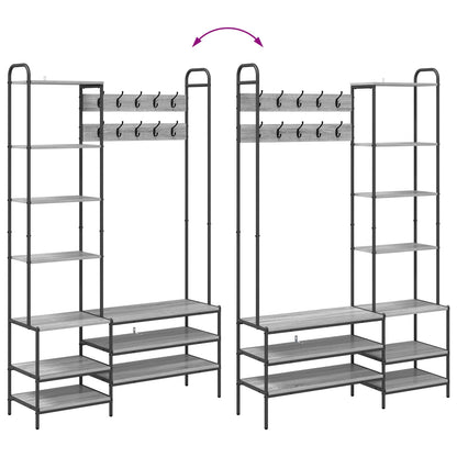 vidaXL Coat Stand with Shoes Bench Grey Sonoma 120.5 x 34 x 190 cm