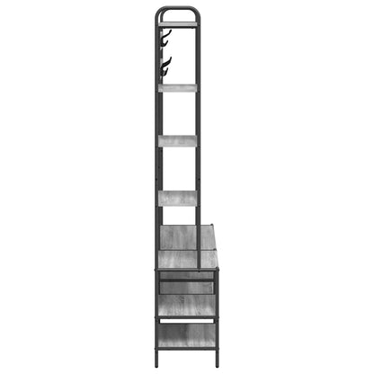 vidaXL Coat Stand with Shoes Bench Grey Sonoma 120.5 x 34 x 190 cm