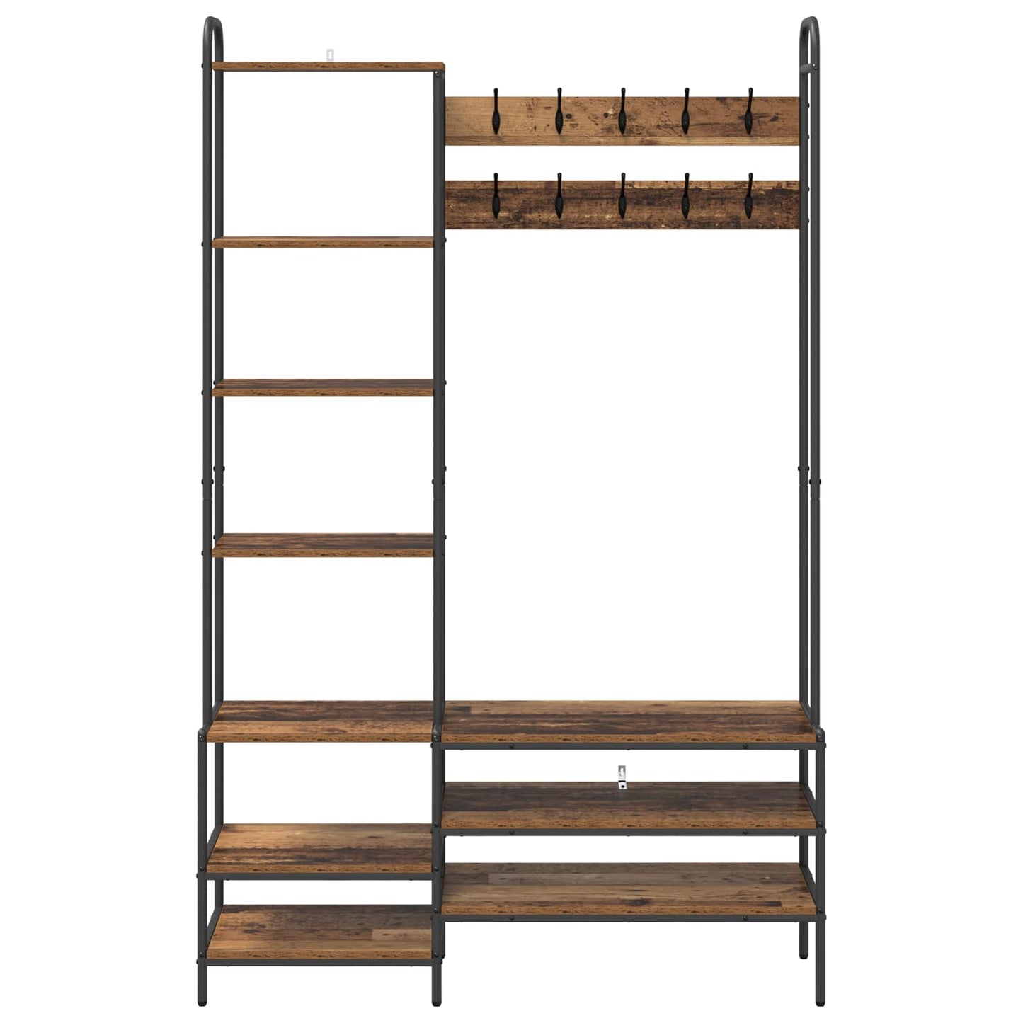 vidaXL Coat Stand with Shoes Bench Old Wood 120.5 x 34 x 190 cm