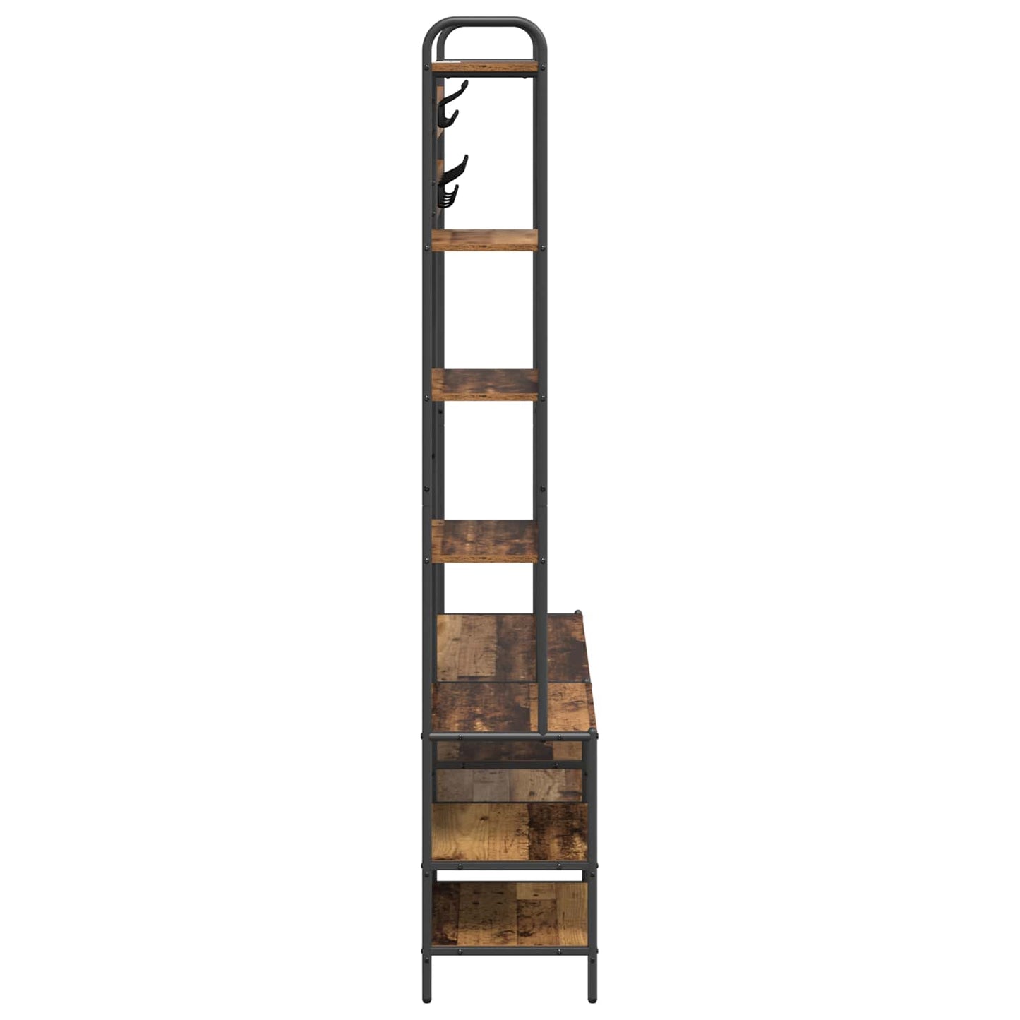 vidaXL Coat Stand with Shoes Bench Old Wood 120.5 x 34 x 190 cm