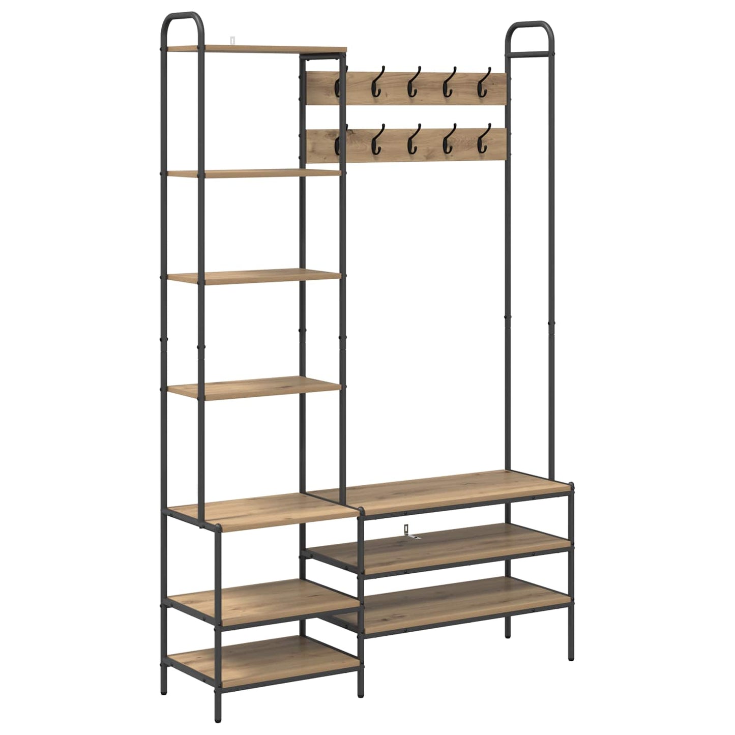 vidaXL Coat Stand with Shoes Bench Artisan Oak 120.5 x 34 x 190 cm