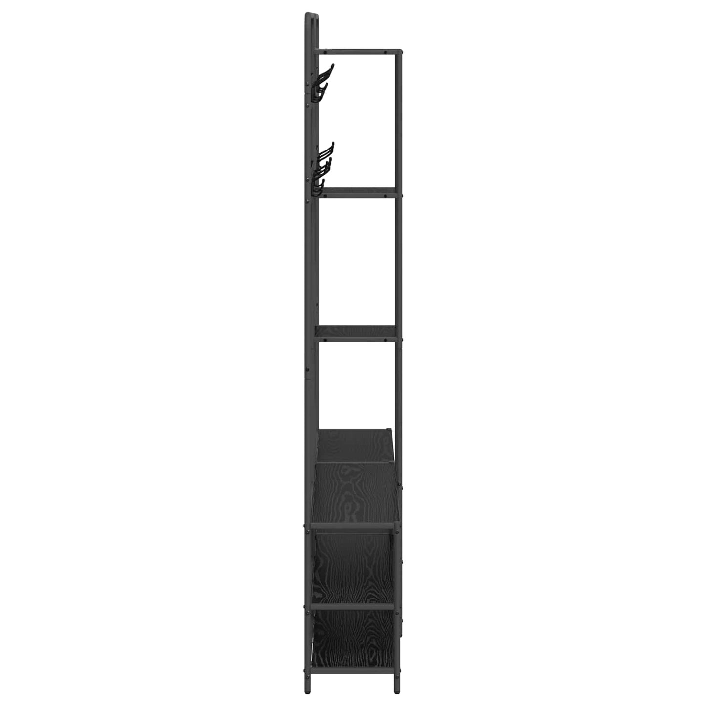 vidaXL Coat Stand with Shoes Bench Black Oak 143 x 30 x 199.5 cm