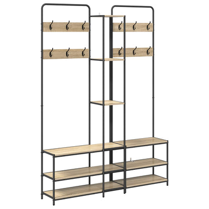vidaXL Coat Stand with Shoes Bench Sonoma Oak 143 x 30 x 199.5 cm