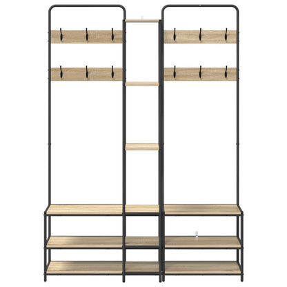 vidaXL Coat Stand with Shoes Bench Sonoma Oak 143 x 30 x 199.5 cm