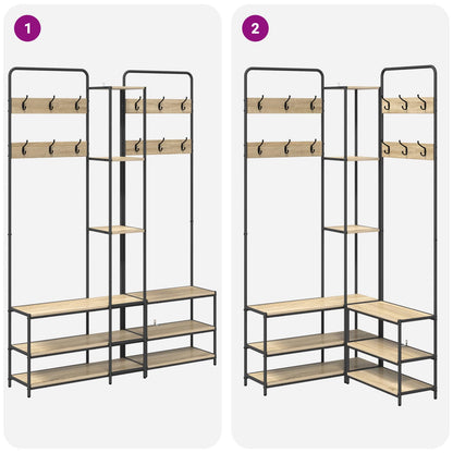 vidaXL Coat Stand with Shoes Bench Sonoma Oak 143 x 30 x 199.5 cm
