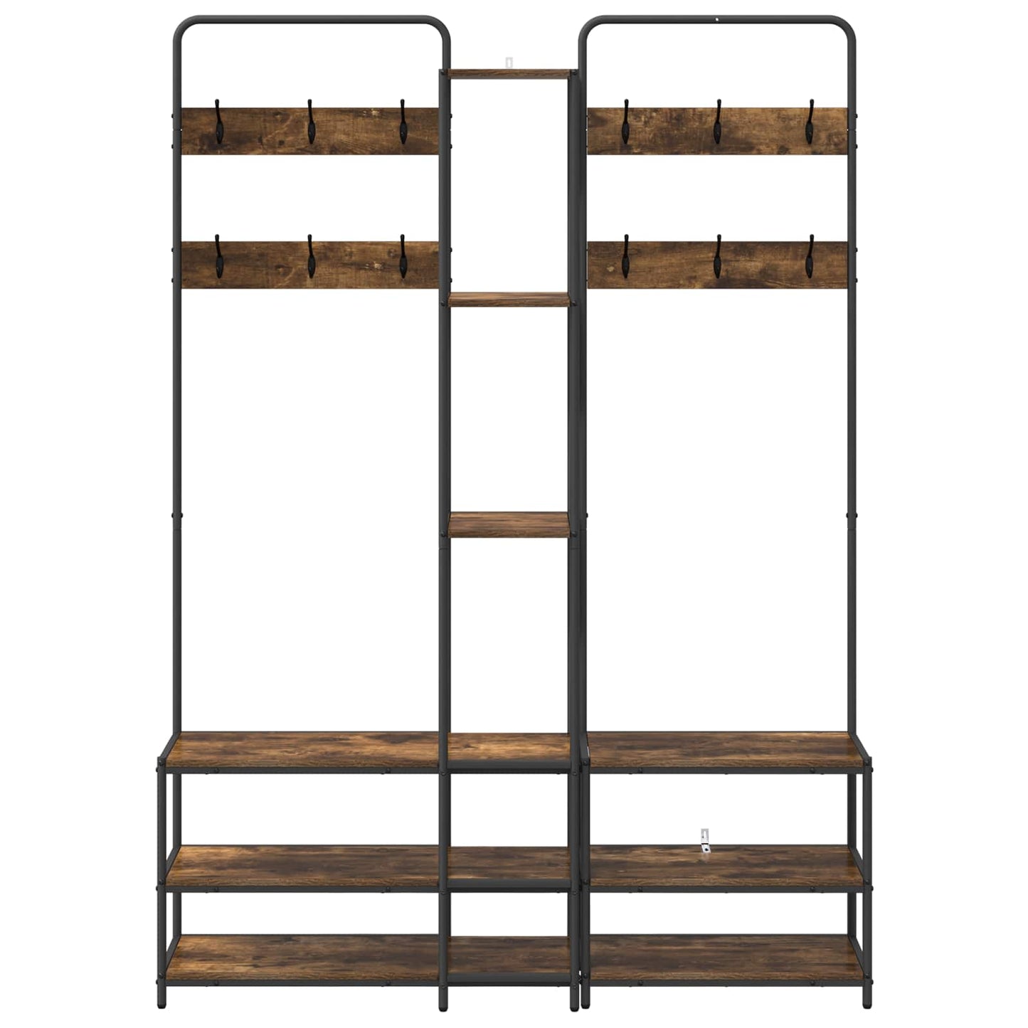 vidaXL Coat Stand with Shoes Bench Smoked Oak 143 x 30 x 199.5 cm