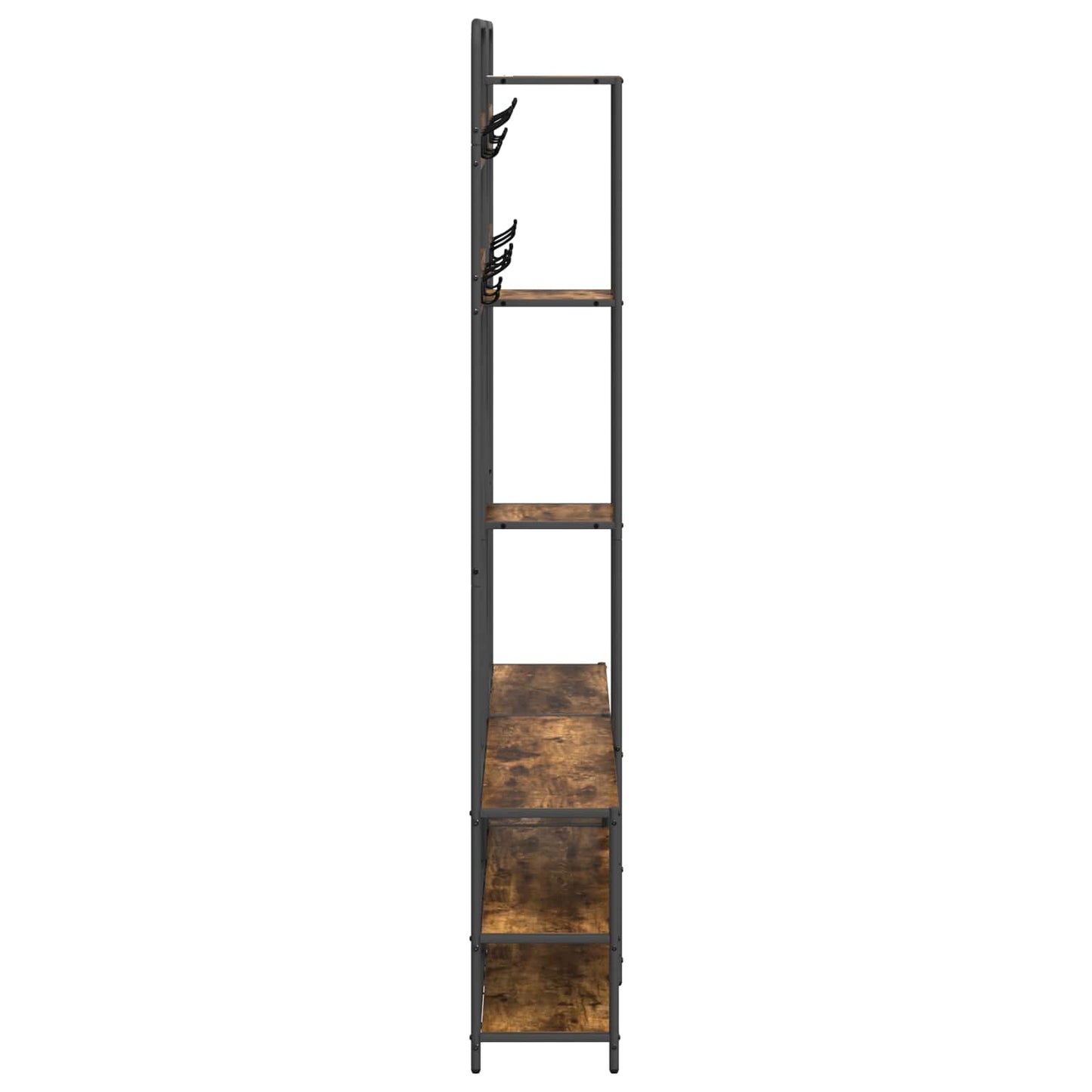 vidaXL Coat Stand with Shoes Bench Smoked Oak 143 x 30 x 199.5 cm