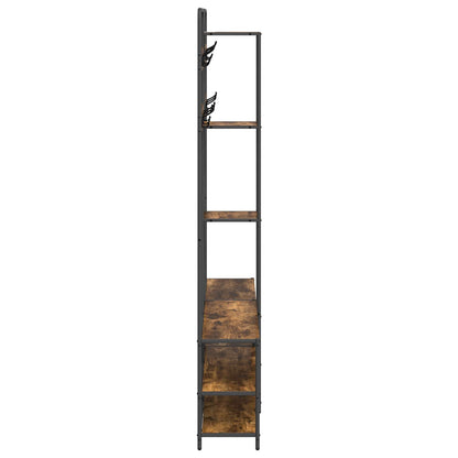 vidaXL Coat Stand with Shoes Bench Smoked Oak 143 x 30 x 199.5 cm