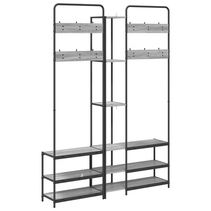 vidaXL Coat Stand with Shoes Bench Grey Sonoma 143 x 30 x 199.5 cm