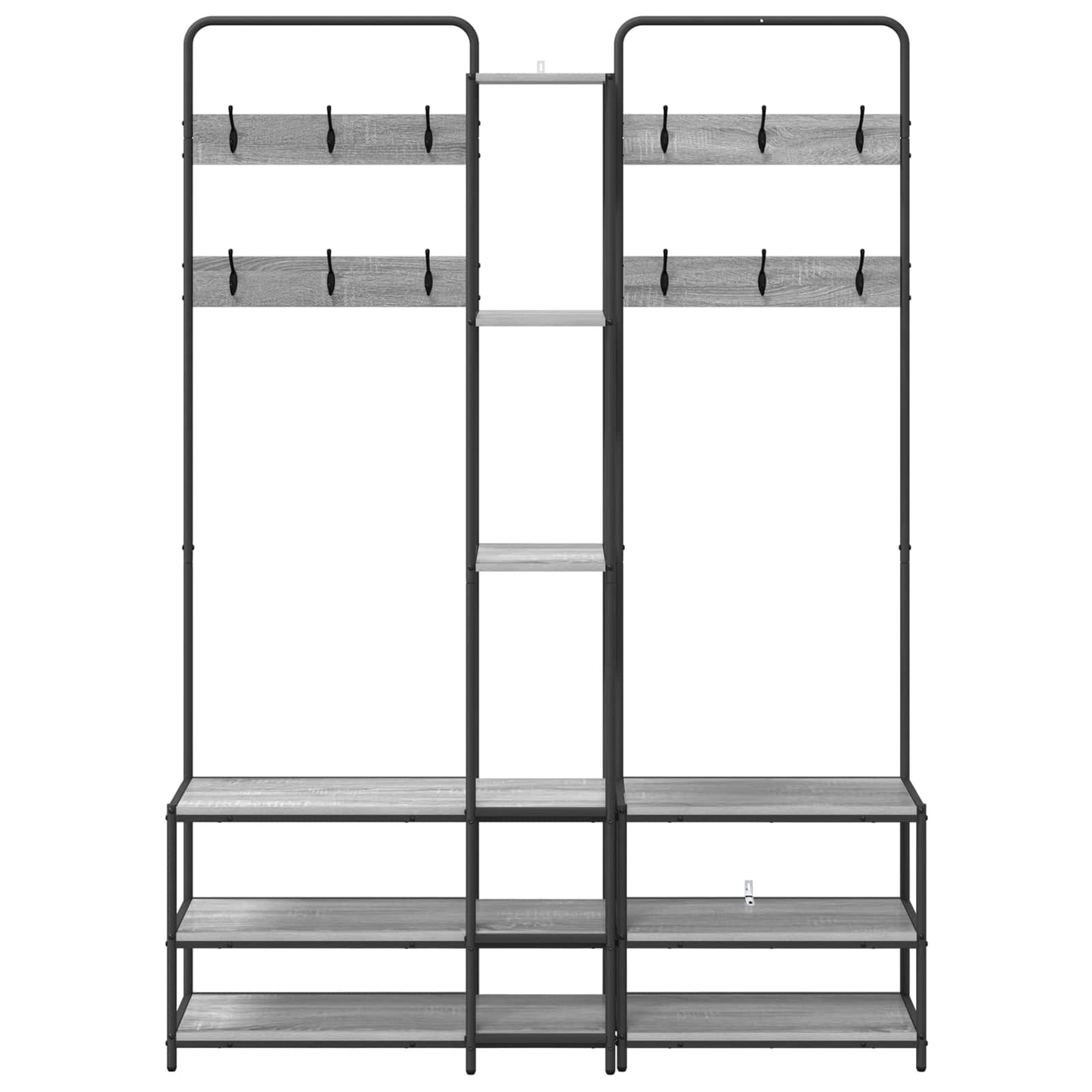vidaXL Coat Stand with Shoes Bench Grey Sonoma 143 x 30 x 199.5 cm