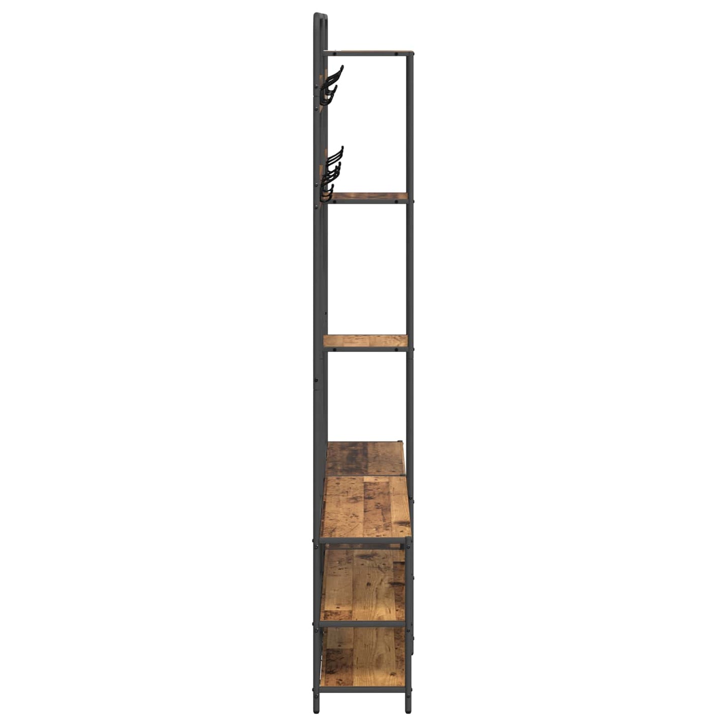 vidaXL Coat Stand with Shoes Bench Old Wood 143 x 30 x 199.5 cm