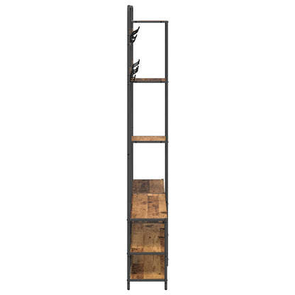 vidaXL Coat Stand with Shoes Bench Old Wood 143 x 30 x 199.5 cm