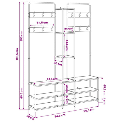 vidaXL Coat Stand with Shoes Bench Old Wood 143 x 30 x 199.5 cm