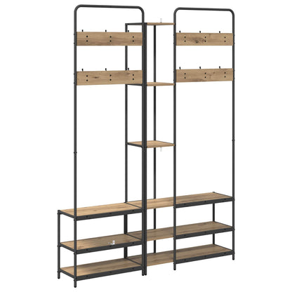 vidaXL Coat Stand with Shoes Bench Artisan Oak 143 x 30 x 199.5 cm