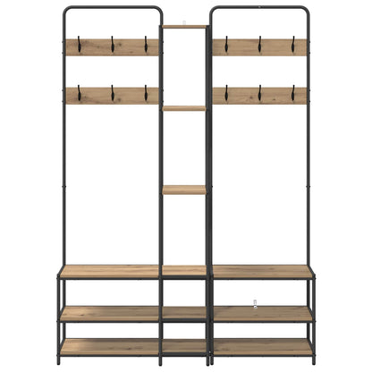 vidaXL Coat Stand with Shoes Bench Artisan Oak 143 x 30 x 199.5 cm