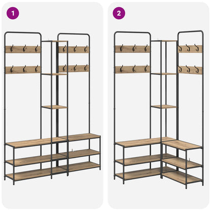 vidaXL Coat Stand with Shoes Bench Artisan Oak 143 x 30 x 199.5 cm