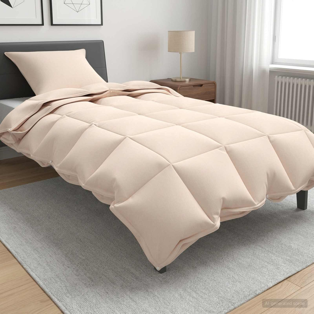 vidaXL Duvet 135 x 220 cm All Seasons Kapok Fiber Beige