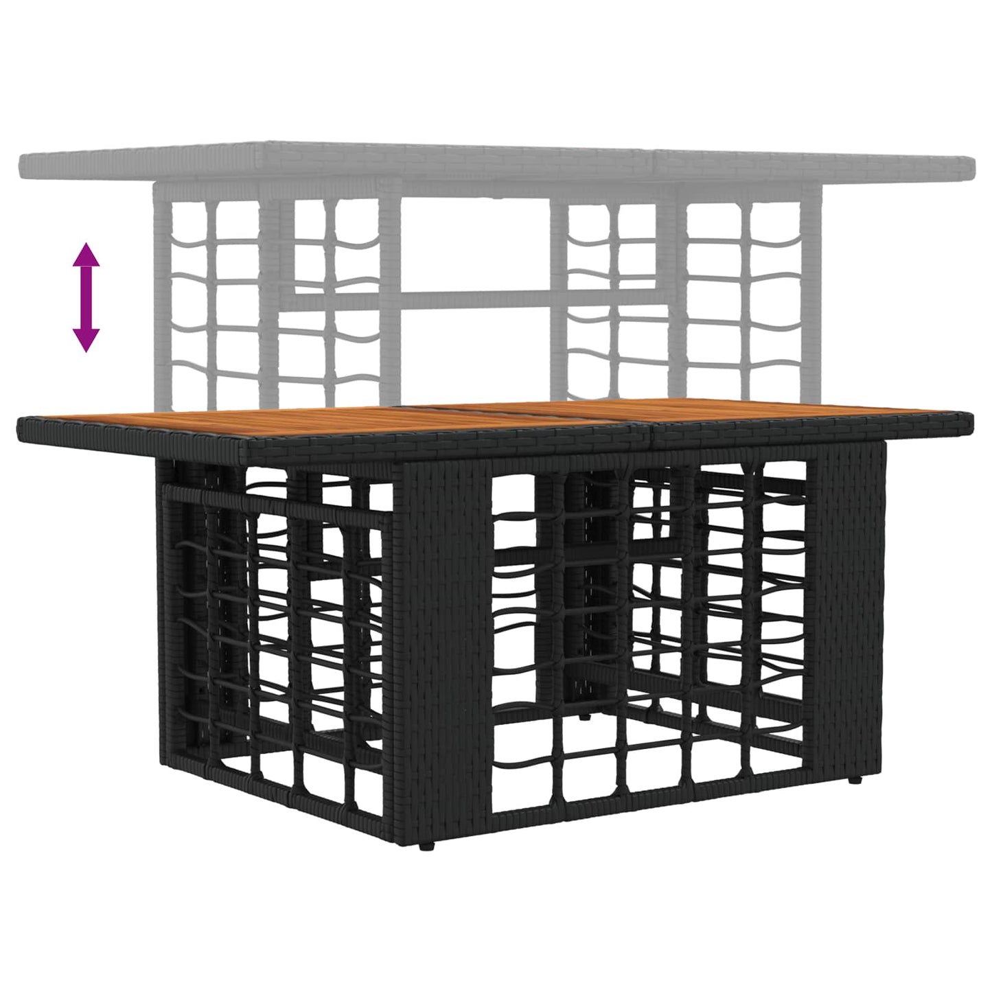 vidaXL Garden Table Black and Natural 100 x 55 x 37 cm