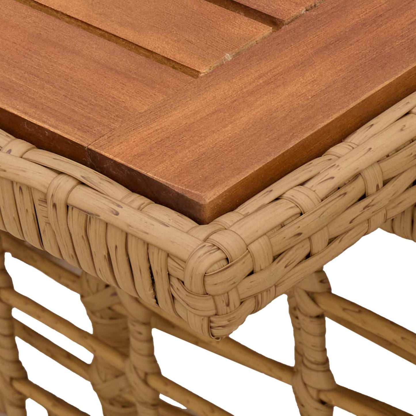 vidaXL Garden Table Natural 100 x 55 x 37 cm PE Rattan and Glass