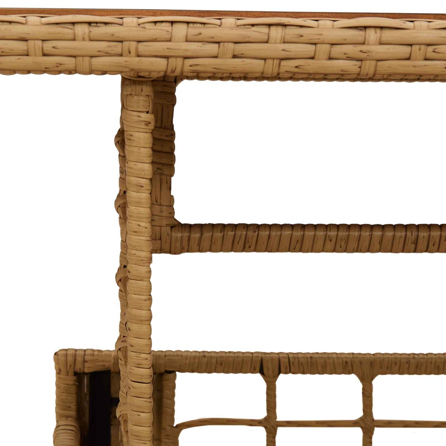 vidaXL Garden Table Natural 100 x 55 x 37 cm PE Rattan and Glass