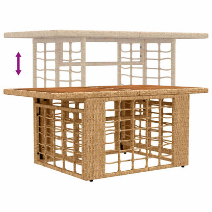 vidaXL Garden Table Natural 100 x 55 x 37 cm PE Rattan and Glass
