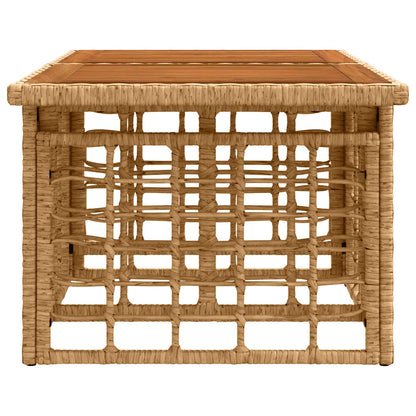 vidaXL Garden Table Natural 100 x 55 x 37 cm PE Rattan and Glass