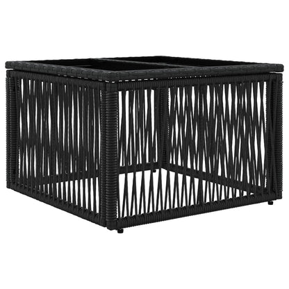 vidaXL Garden Table Black 55 x 55 x 37 cm PE Rattan and Glass