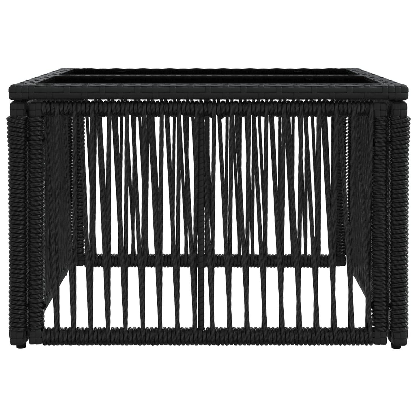 vidaXL Garden Table Black 55 x 55 x 37 cm PE Rattan and Glass