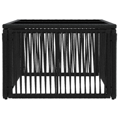 vidaXL Garden Table Black 55 x 55 x 37 cm PE Rattan and Glass