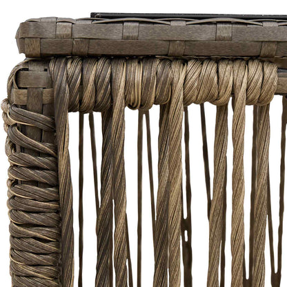 vidaXL Garden Table Grey and Black 55 x 55 x 37 cm PE Rattan and Glass