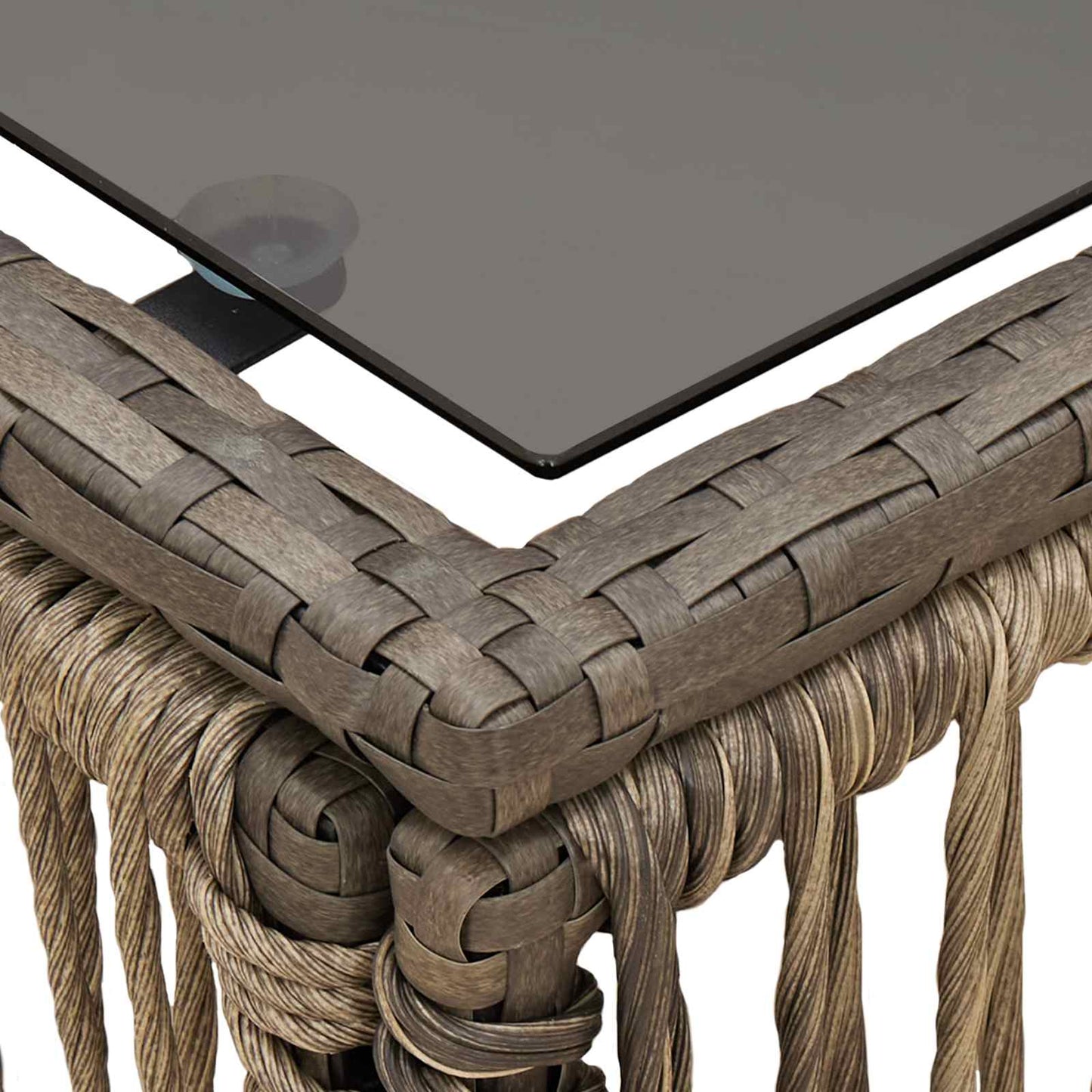 vidaXL Garden Table Grey and Black 55 x 55 x 37 cm PE Rattan and Glass